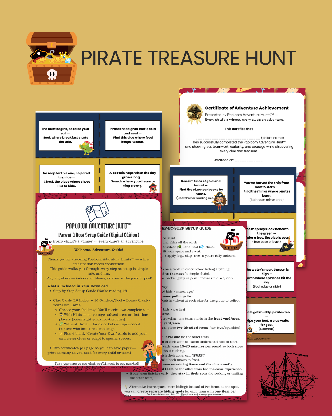 Pirate Treasure Voyage — Printable Treasure Hunt Game (Digital Download)