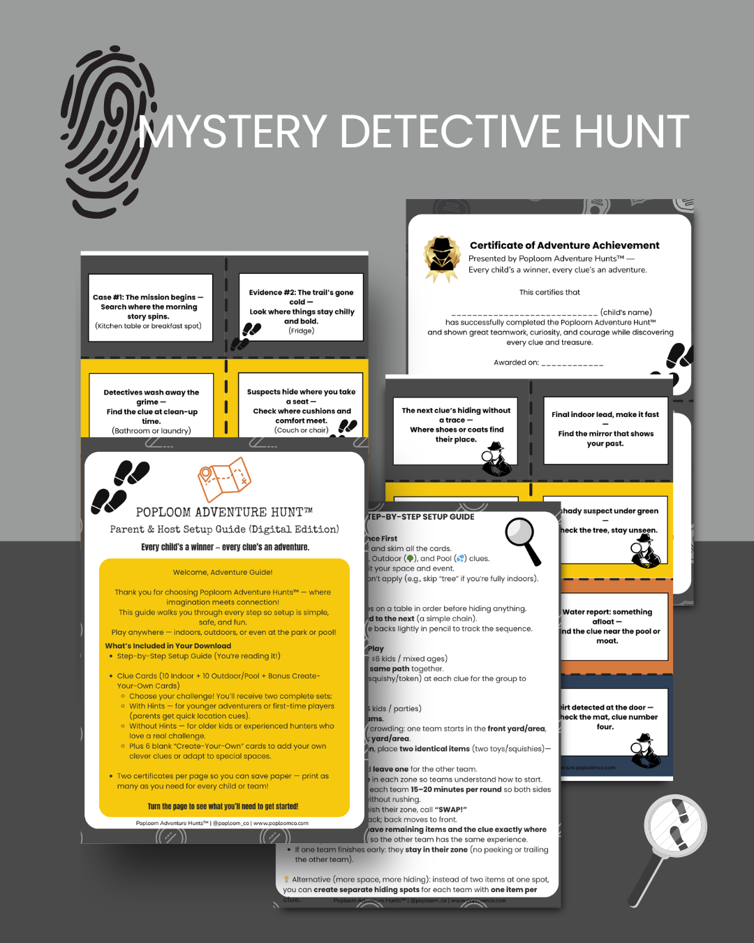 Mystery Detective Hunt — Printable Secret Clue Game (Digital Download)